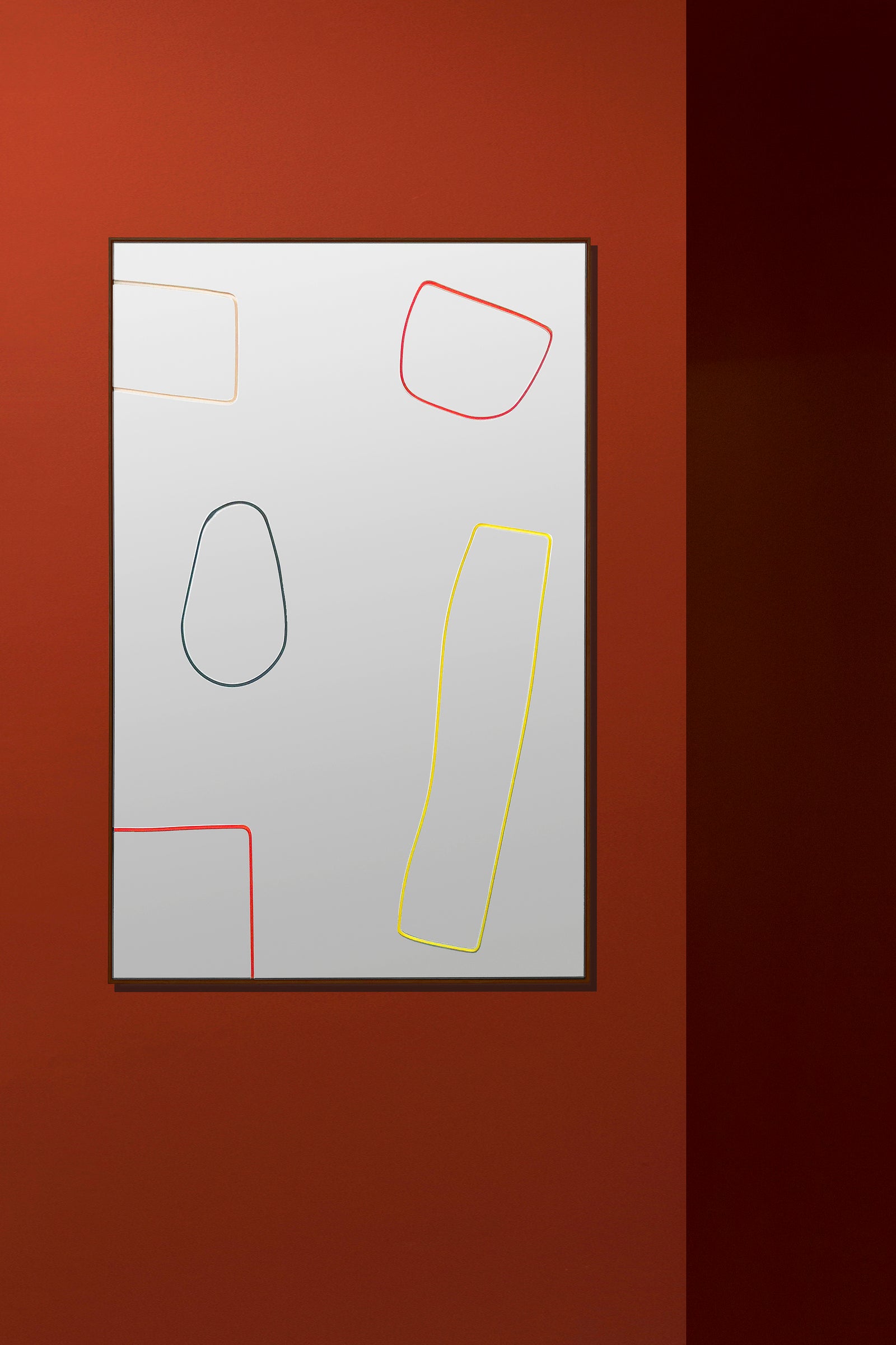 Bower Cut out Mirror on Red Wall