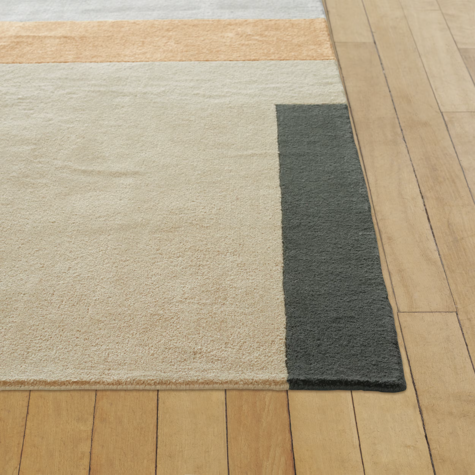 landscape rug detail of black corner