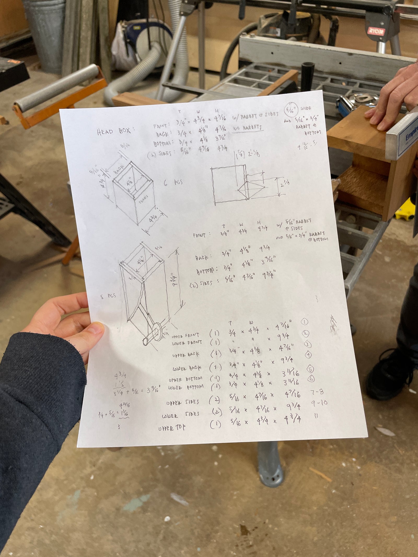 specs for construction of birdhouse on sheet of paper