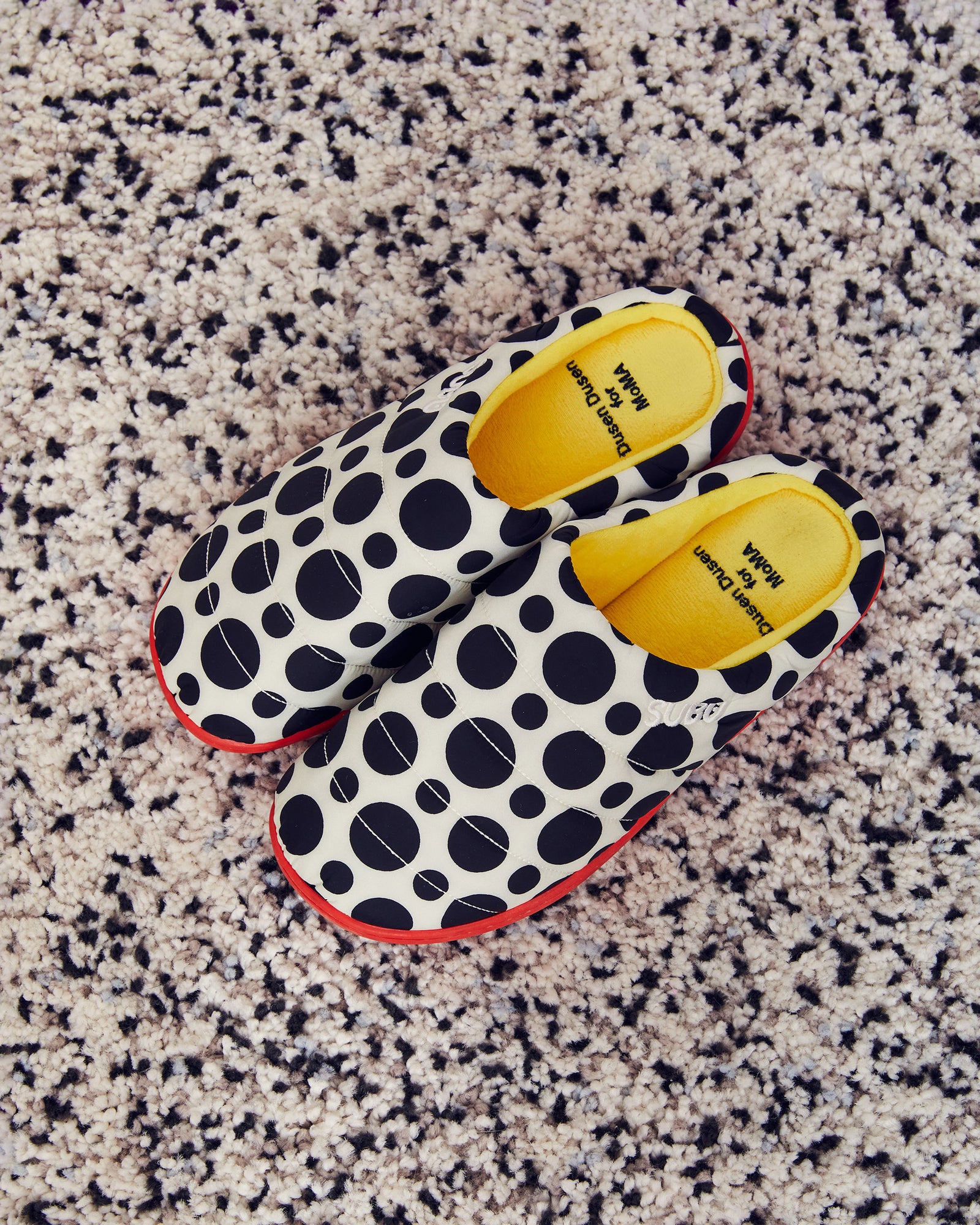 polka dot black and white slippers