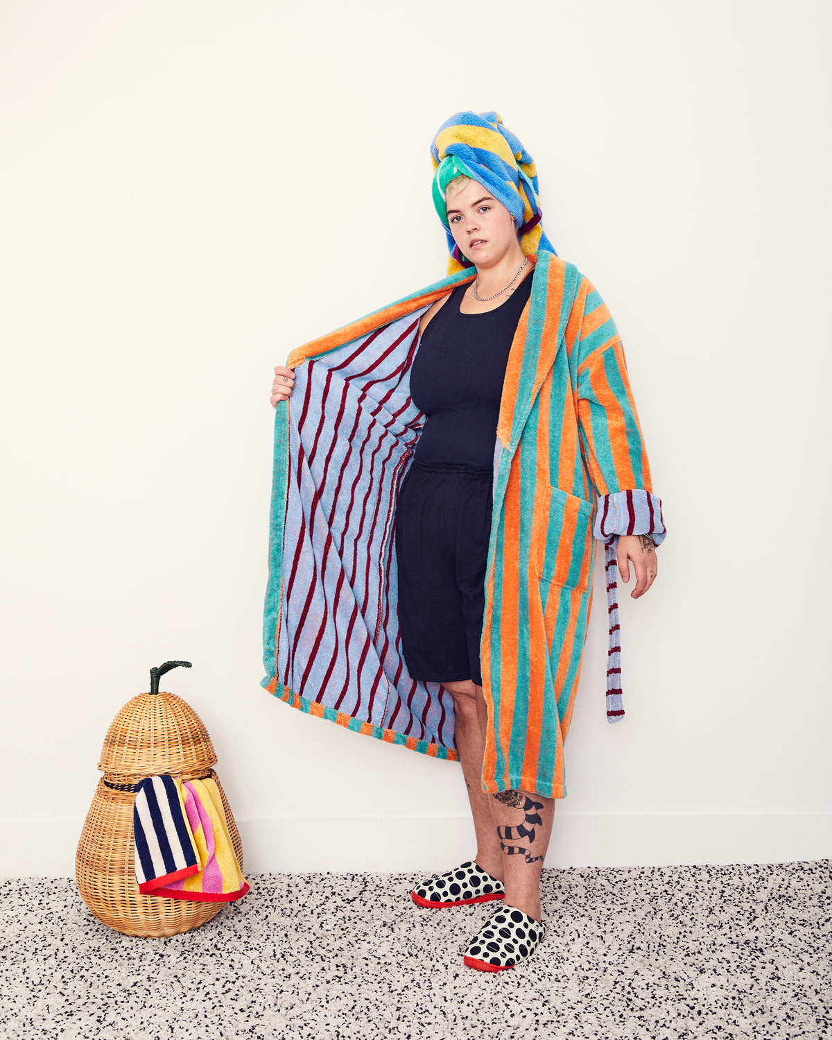 Cantaloupe Stripe Bathrobe