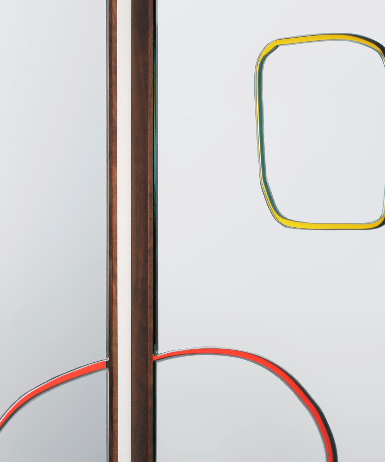 Bower Cut out Mirror with outlines of different shapes on a square mirror with black frame.