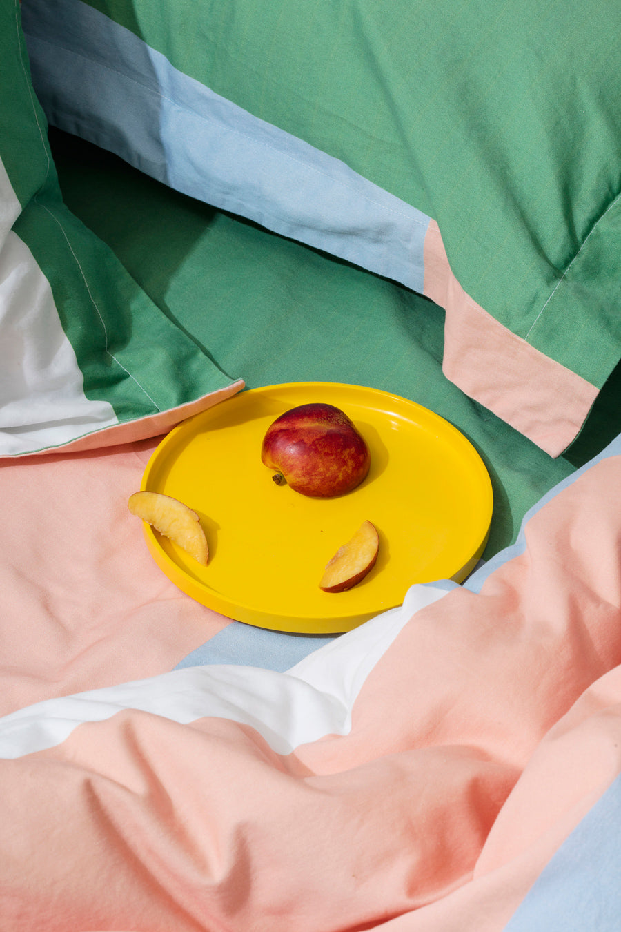 yellow plat with peach