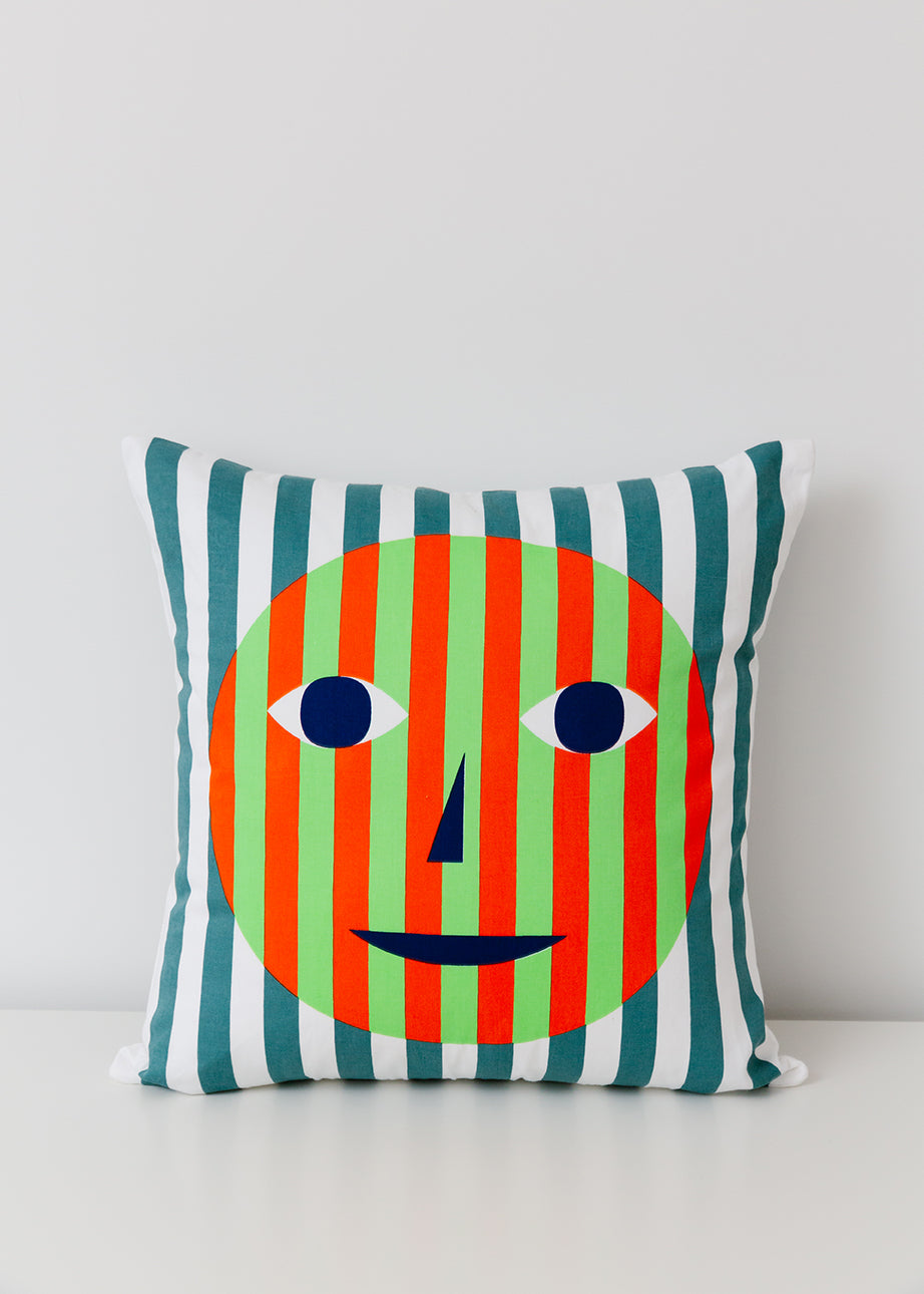 Face pillow with stripes