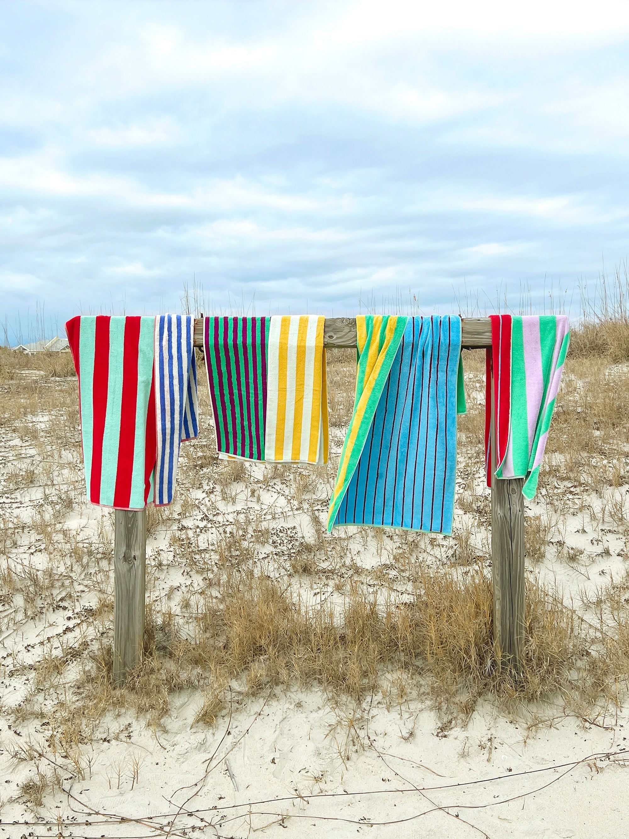 Dusen Dusen reversible stripe beach towels at the beach