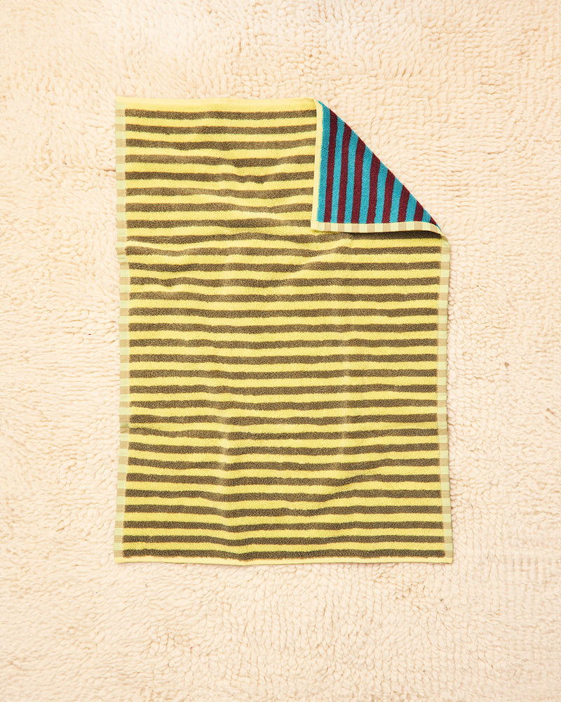 Dragonfly towel in yellow, beige, maroon and blue