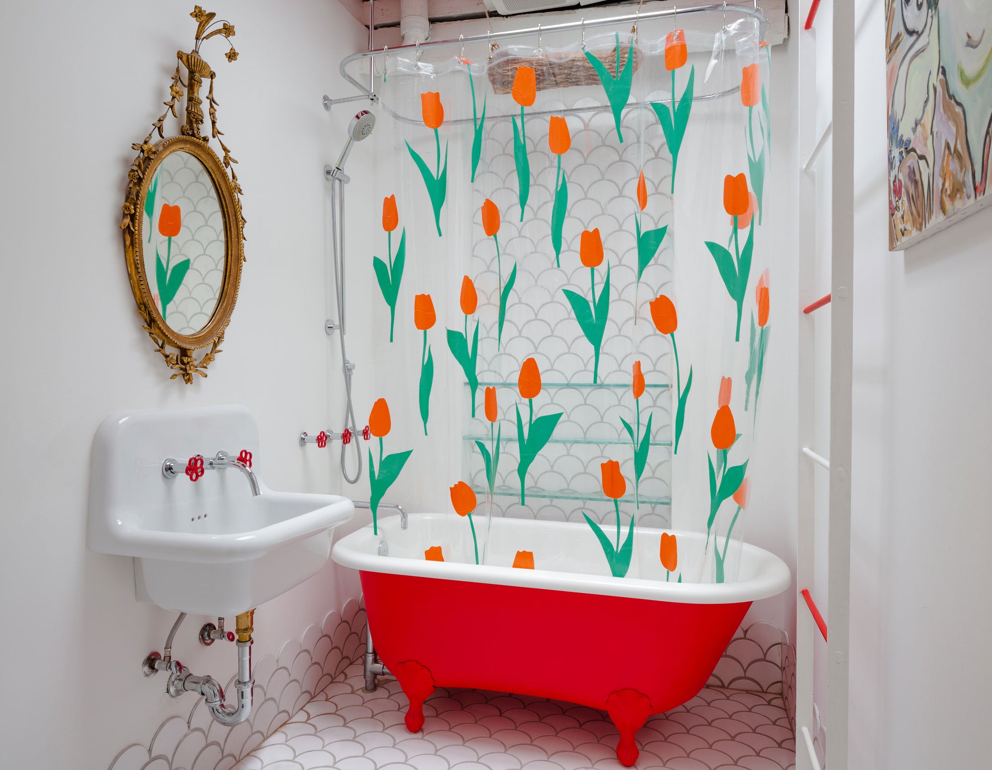 Dusen Dusen Red Tulip Shower Curtain