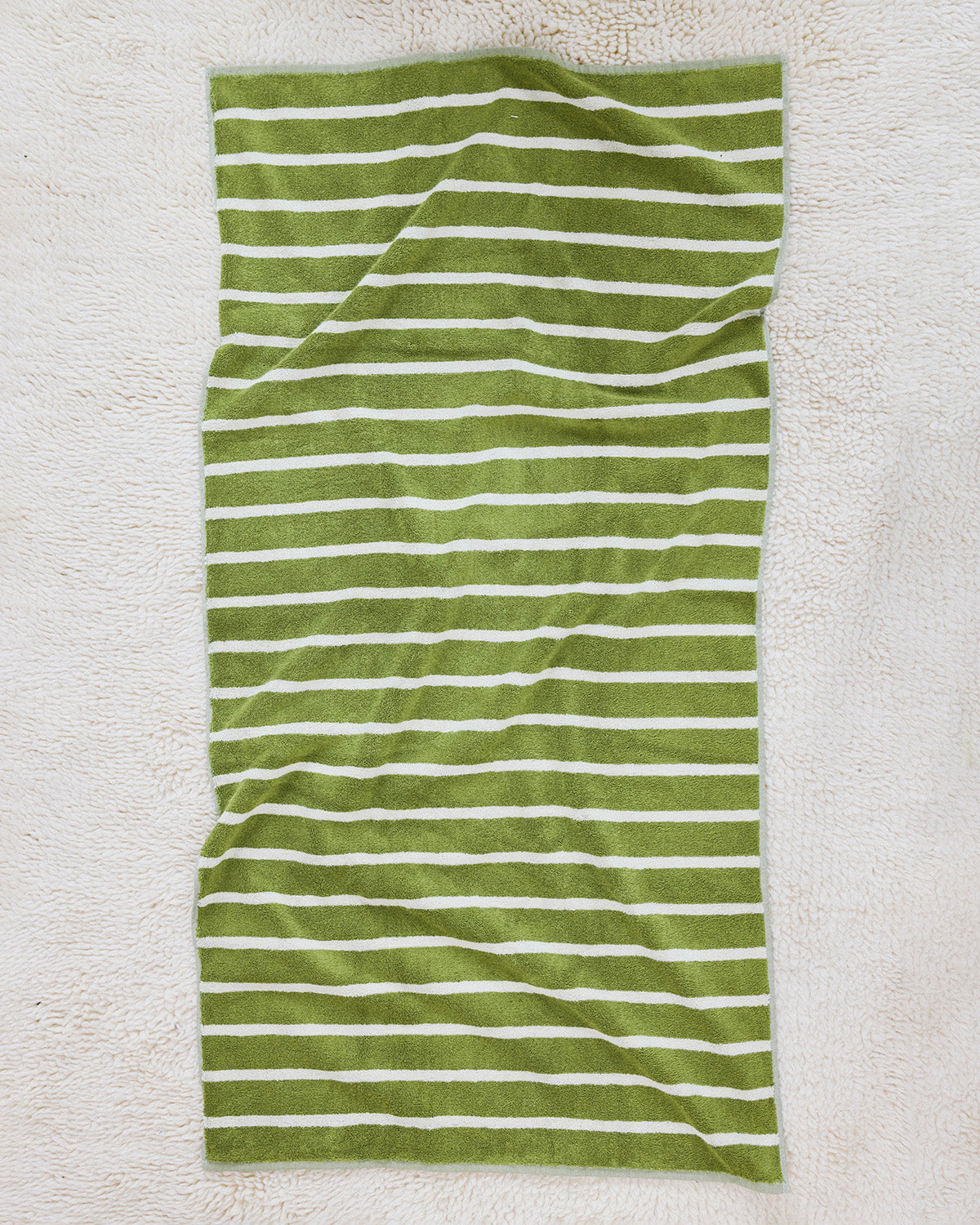 Green and white striped towel in Mallard 