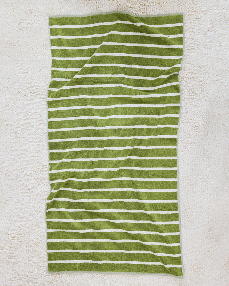 Green and white striped towel in Mallard 