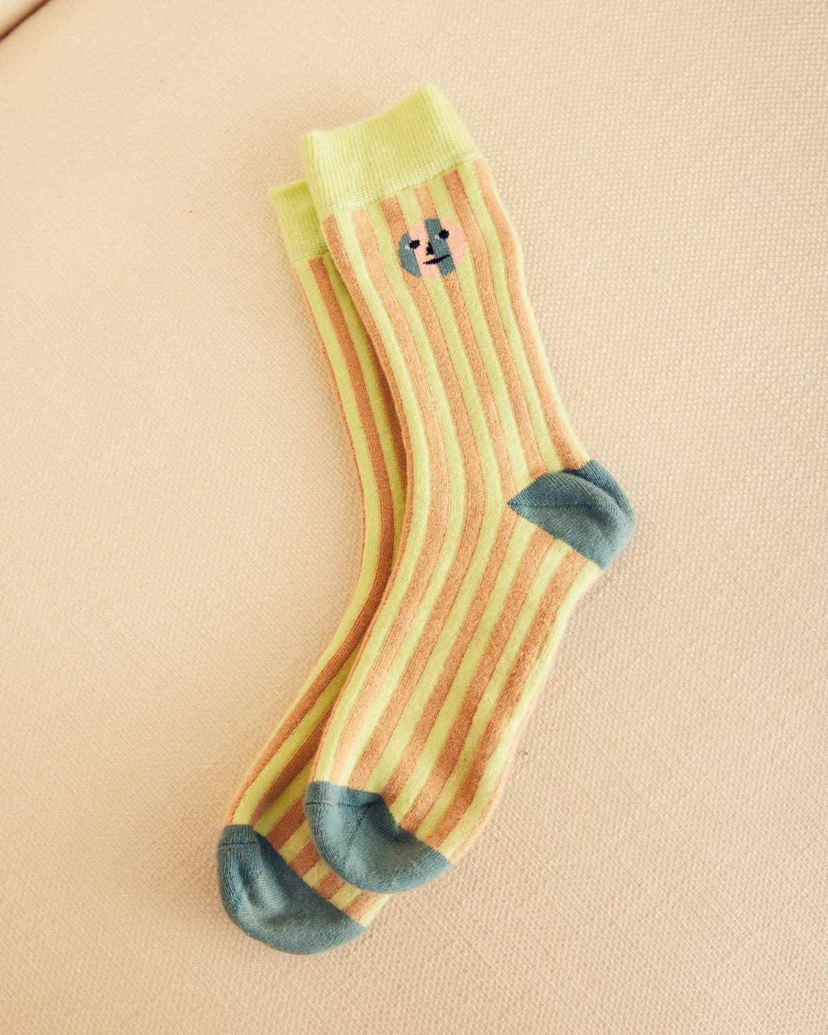 Martine stripe socks on a beige background