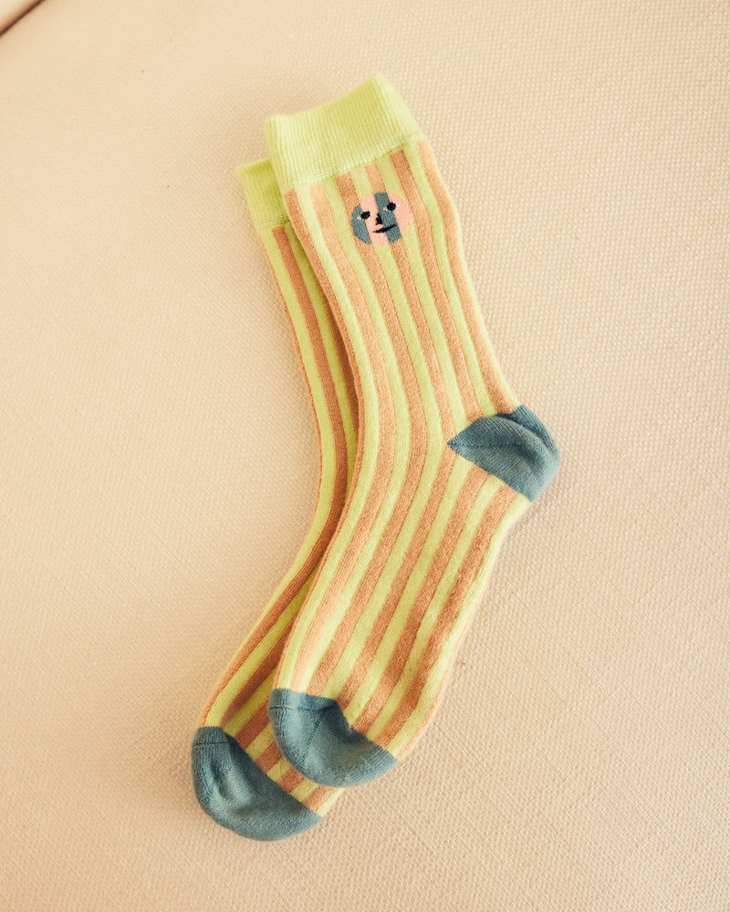Martine stripe socks on a beige background