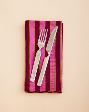 Dusen Dusen Herb Stripe Napkins. Single or Set of 4 napkins in mix and match striped patterns. 100% cotton, twill weave, 20"x20". Machine wash cold and tumble dry low. Iron as needed. Made in India.