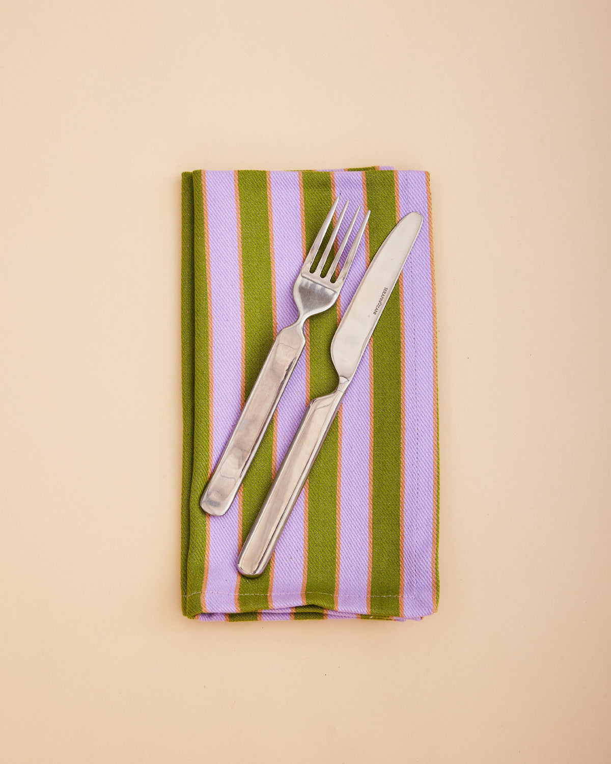 Dusen Dusen Herb Stripe Napkins. Single or Set of 4 napkins in mix and match striped patterns. 100% cotton, twill weave, 20"x20". Machine wash cold and tumble dry low. Iron as needed. Made in India.