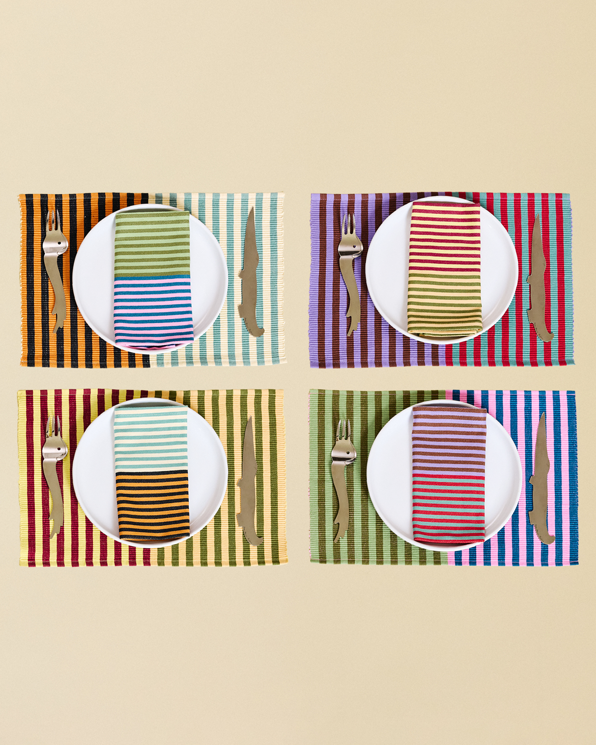 all four striped set of 4 duo stripe