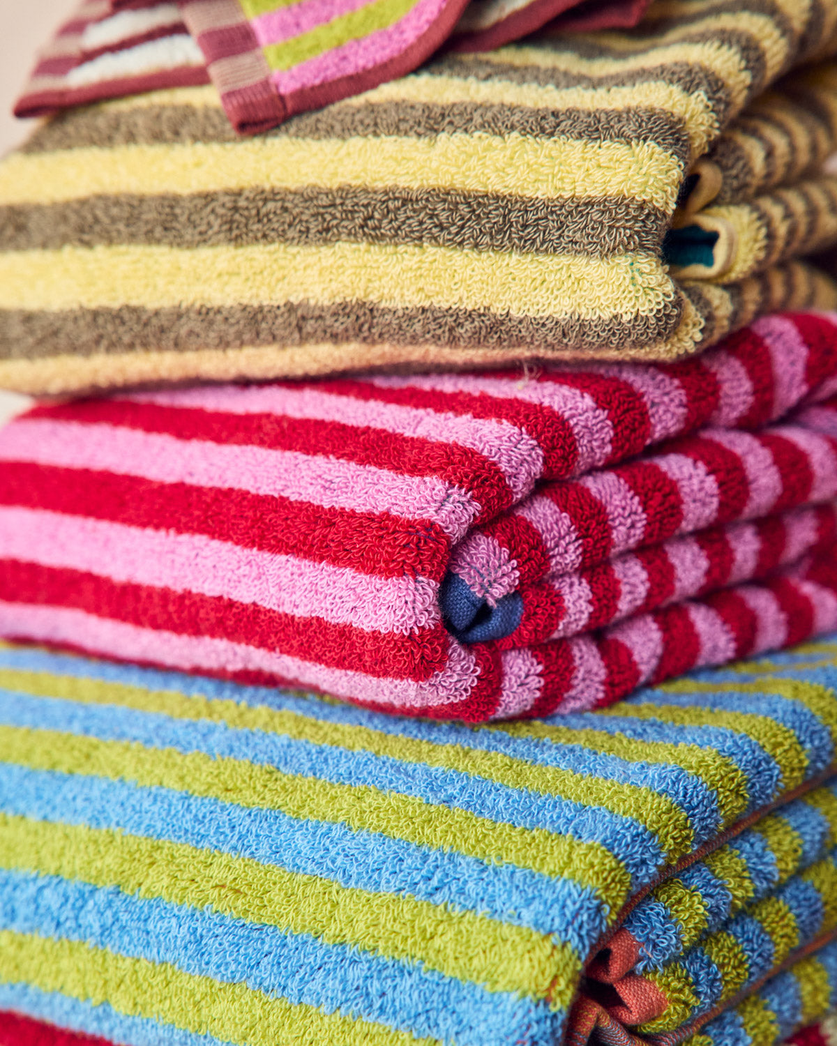 Stack of colorful striped towels