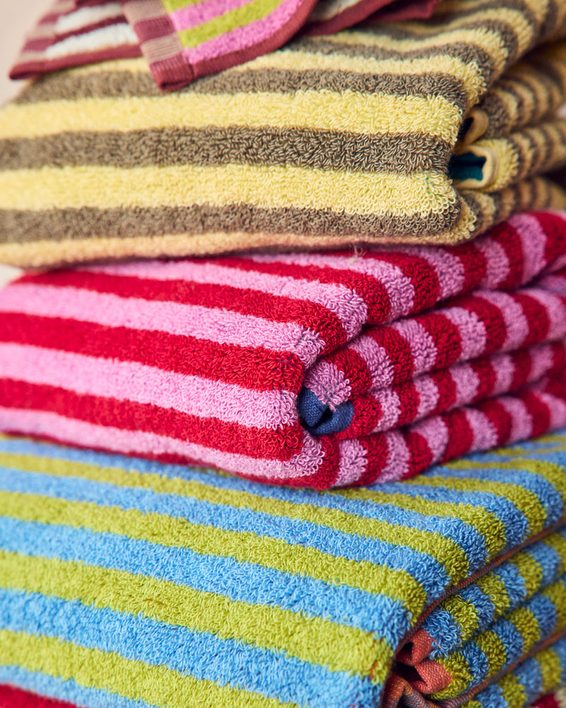 Stack of colorful striped towels