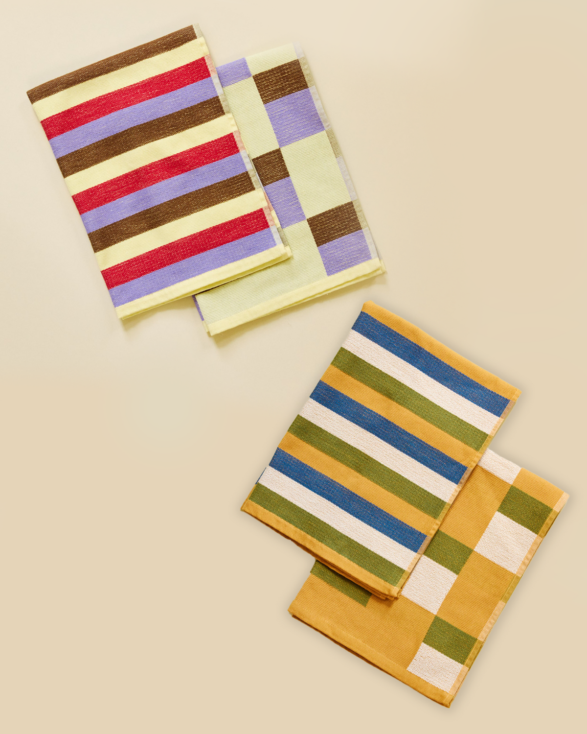 Soup and Salad Dish towels on beige background 