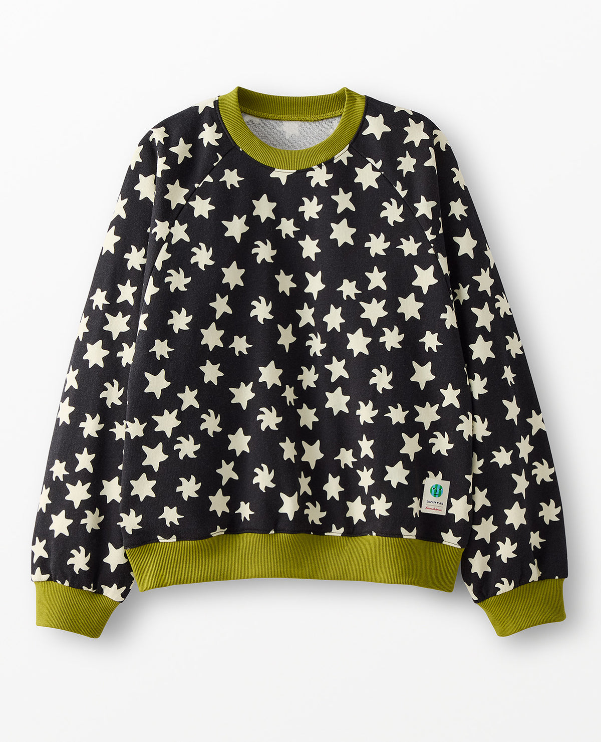 Star sweatshirt with black background and white stars
