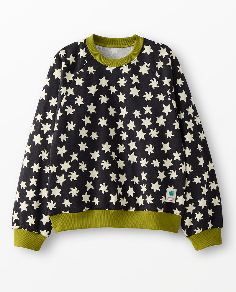 Star sweatshirt with black background and white stars