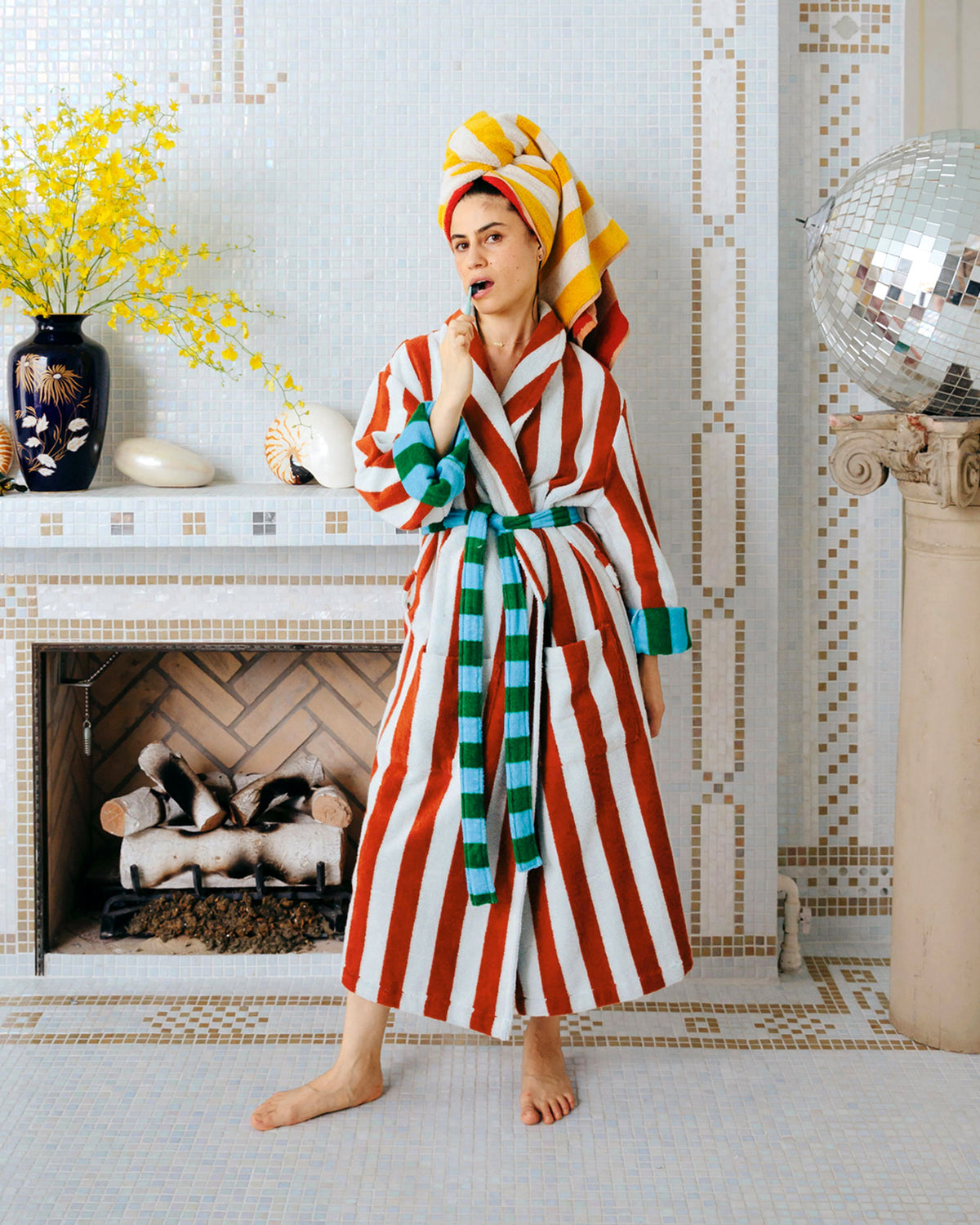 Field Stripe Bathrobe | Dusen Dusen