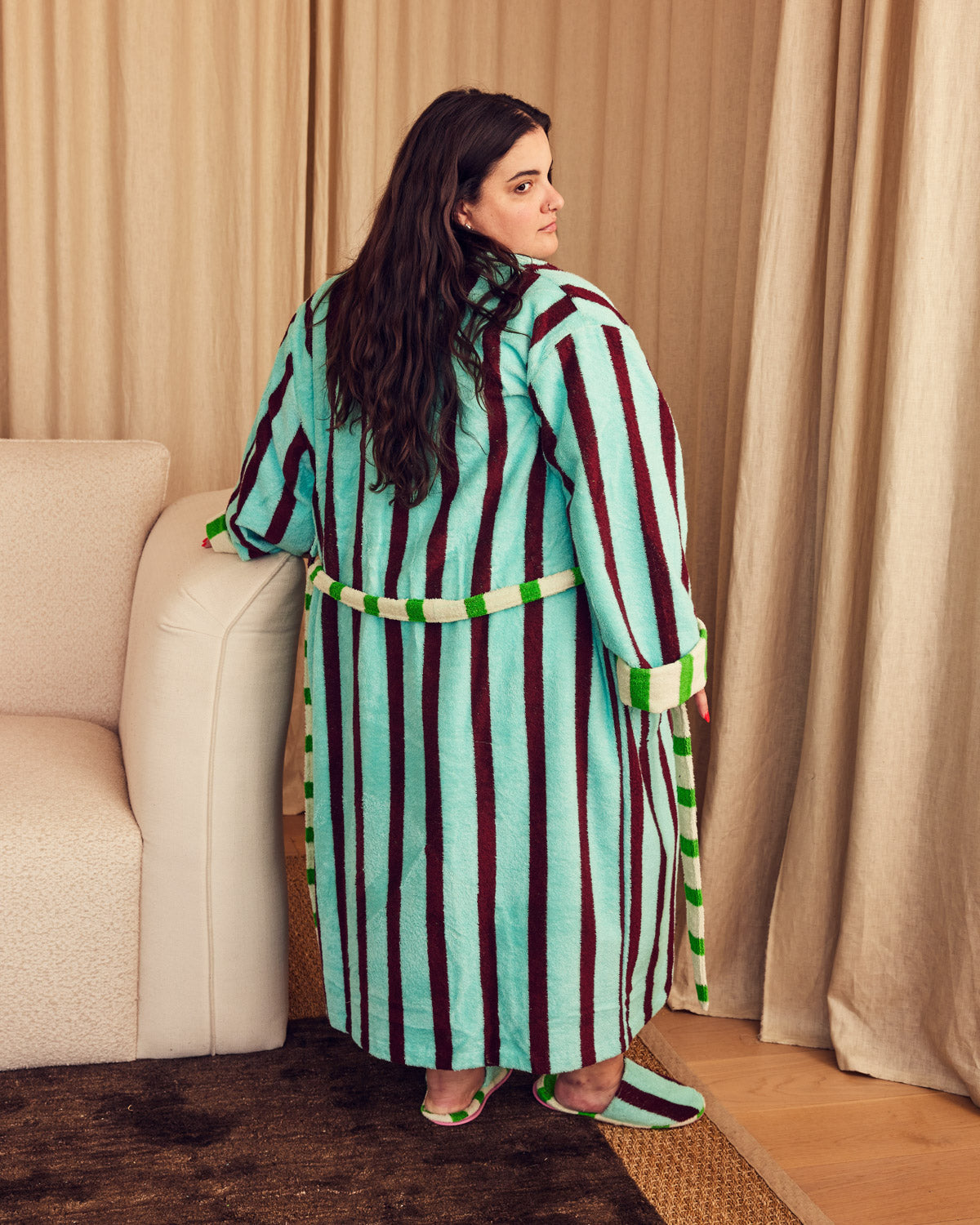 Willow Stripe Bathrobe - Large | Dusen Dusen