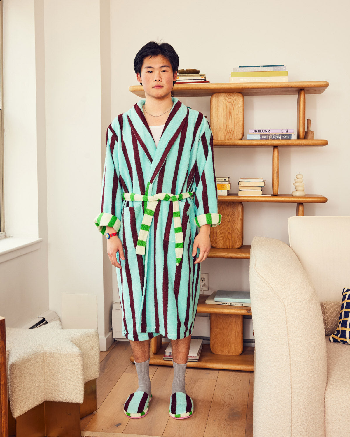 Willow Stripe Bathrobe - Large | Dusen Dusen