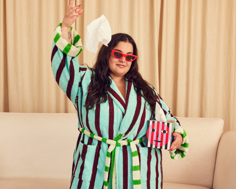 carmen with tissue box in willow robe
